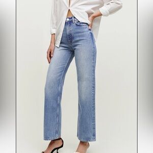 Reformation Wilder High Rise Wide Leg Cropped Jeans, size 26